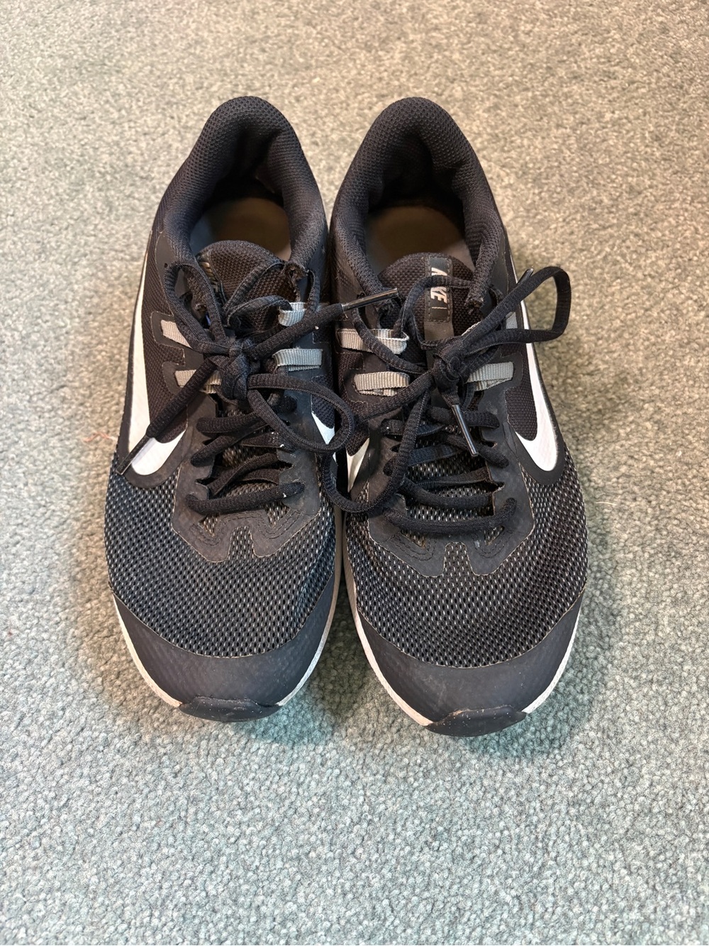 Nike Black Mesh Athletic Sneakers with White Swoosh